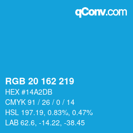 Color code: RGB 20 162 219 | qconv.com