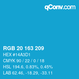 Color code: RGB 20 163 209 | qconv.com