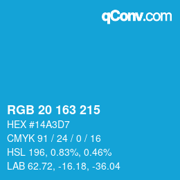 Color code: RGB 20 163 215 | qconv.com