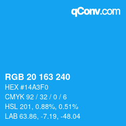 Color code: RGB 20 163 240 | qconv.com