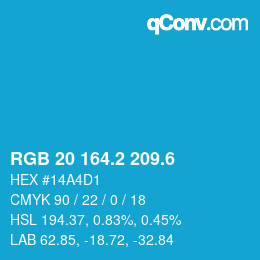 カラーコード: RGB 20 164.2 209.6 | qconv.com