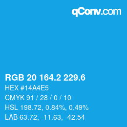 カラーコード: RGB 20 164.2 229.6 | qconv.com