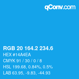 カラーコード: RGB 20 164.2 234.6 | qconv.com