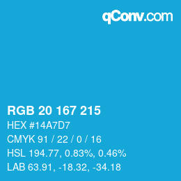 Color code: RGB 20 167 215 | qconv.com