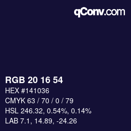 カラーコード: RGB 20 16 54 | qconv.com