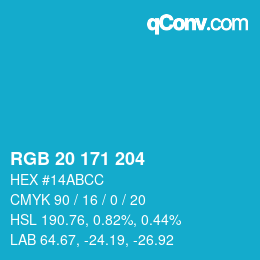 カラーコード: RGB 20 171 204 | qconv.com