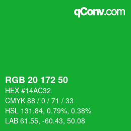 Color code: RGB 20 172 50 | qconv.com