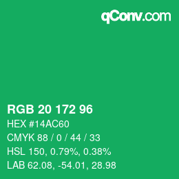 Color code: RGB 20 172 96 | qconv.com