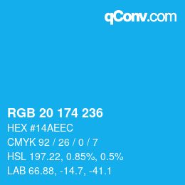 Color code: RGB 20 174 236 | qconv.com