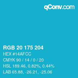 Color code: RGB 20 175 204 | qconv.com