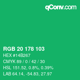 Color code: RGB 20 178 103 | qconv.com