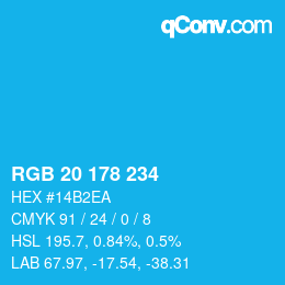 Color code: RGB 20 178 234 | qconv.com