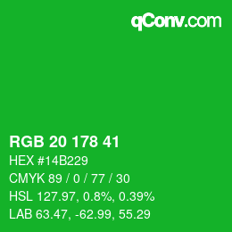 Color code: RGB 20 178 41 | qconv.com