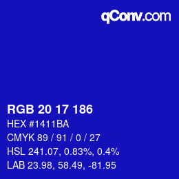 Color code: RGB 20 17 186 | qconv.com