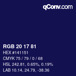 Color code: RGB 20 17 81 | qconv.com