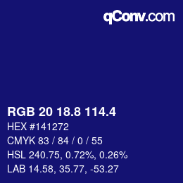カラーコード: RGB 20 18.8 114.4 | qconv.com