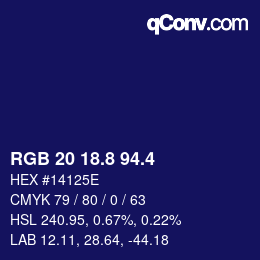 カラーコード: RGB 20 18.8 94.4 | qconv.com