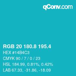 カラーコード: RGB 20 180.8 195.4 | qconv.com
