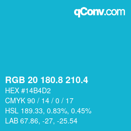 カラーコード: RGB 20 180.8 210.4 | qconv.com