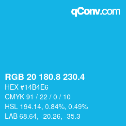 カラーコード: RGB 20 180.8 230.4 | qconv.com