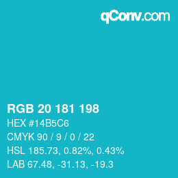 Color code: RGB 20 181 198 | qconv.com