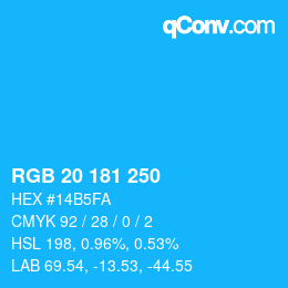 Color code: RGB 20 181 250 | qconv.com