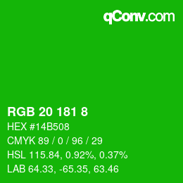 Color code: RGB 20 181 8 | qconv.com