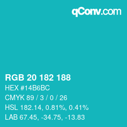 Color code: RGB 20 182 188 | qconv.com