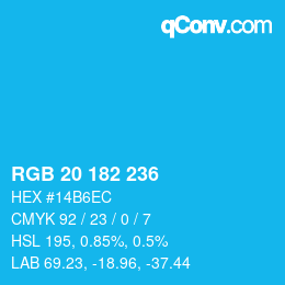Color code: RGB 20 182 236 | qconv.com