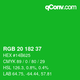 Color code: RGB 20 182 37 | qconv.com