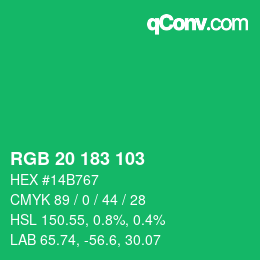 Color code: RGB 20 183 103 | qconv.com