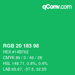 Color code: RGB 20 183 98 | qconv.com
