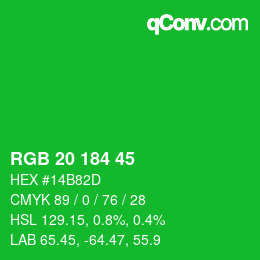 颜色代码: RGB 20 184 45 | qconv.com
