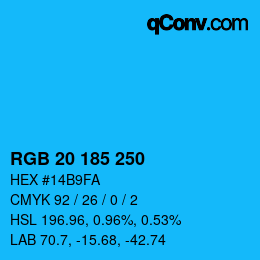 Farbcode: RGB 20 185 250 | qconv.com