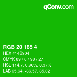 Color code: RGB 20 185 4 | qconv.com