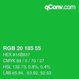 Color code: RGB 20 185 55 | qconv.com