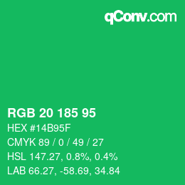 カラーコード: RGB 20 185 95 | qconv.com
