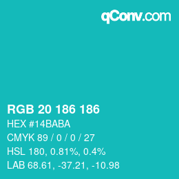 Color code: RGB 20 186 186 | qconv.com