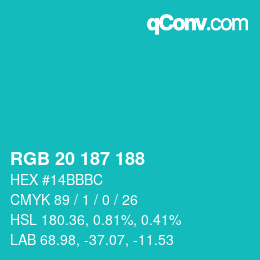 Color code: RGB 20 187 188 | qconv.com