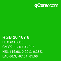 Color code: RGB 20 187 8 | qconv.com
