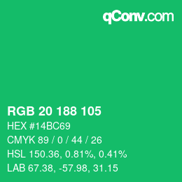 Color code: RGB 20 188 105 | qconv.com