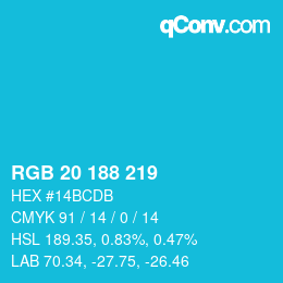 カラーコード: RGB 20 188 219 | qconv.com