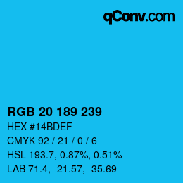 Color code: RGB 20 189 239 | qconv.com
