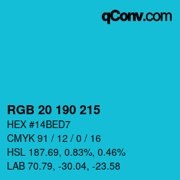 Color code: RGB 20 190 215 | qconv.com