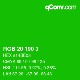 Color code: RGB 20 190 3 | qconv.com