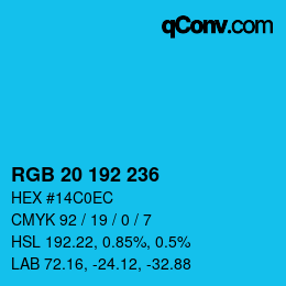 Color code: RGB 20 192 236 | qconv.com