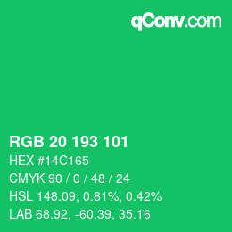 Color code: RGB 20 193 101 | qconv.com