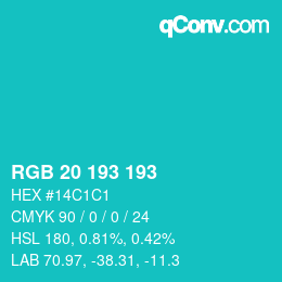 Color code: RGB 20 193 193 | qconv.com