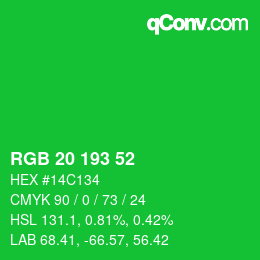Color code: RGB 20 193 52 | qconv.com