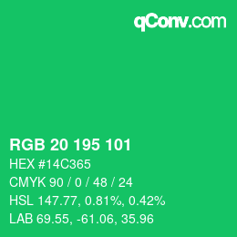 颜色代码: RGB 20 195 101 | qconv.com